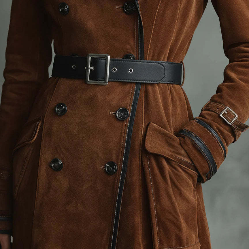 Women's Fall Winter Suede Long Coat