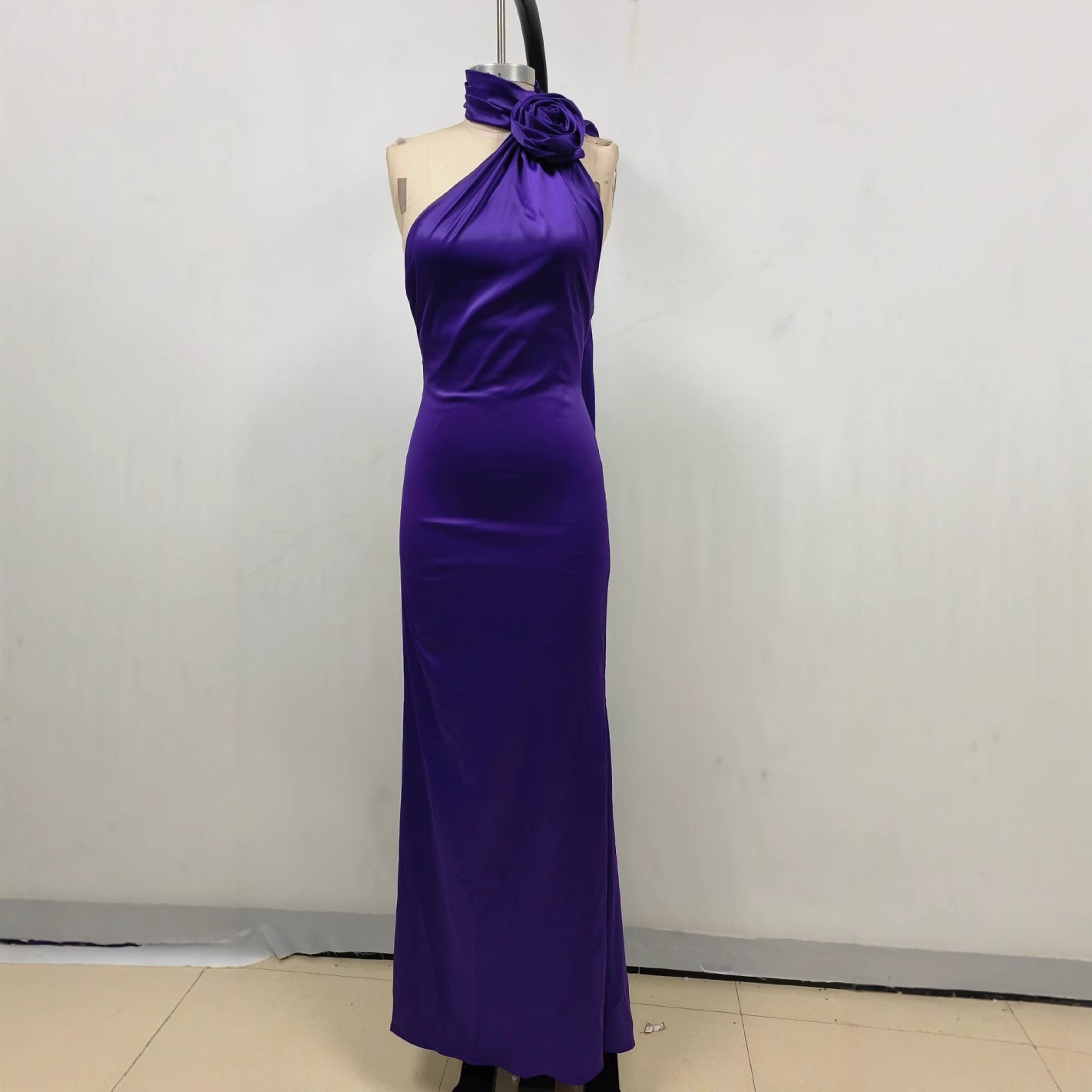 Fitted High Waist Purple Evening Dress