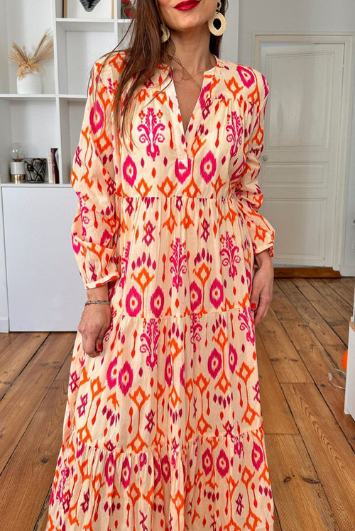 Abstract Geometric Print Maxi Dress