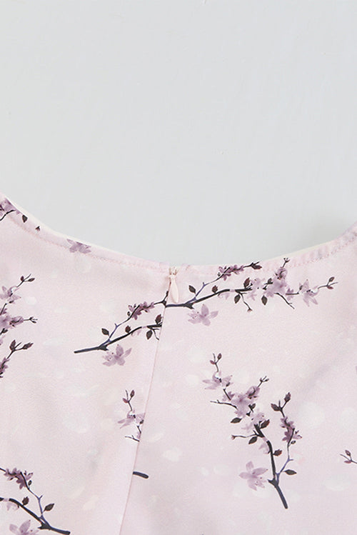 Pink, Floral Print, Wrap, Romantic & Sweet Mini Dress