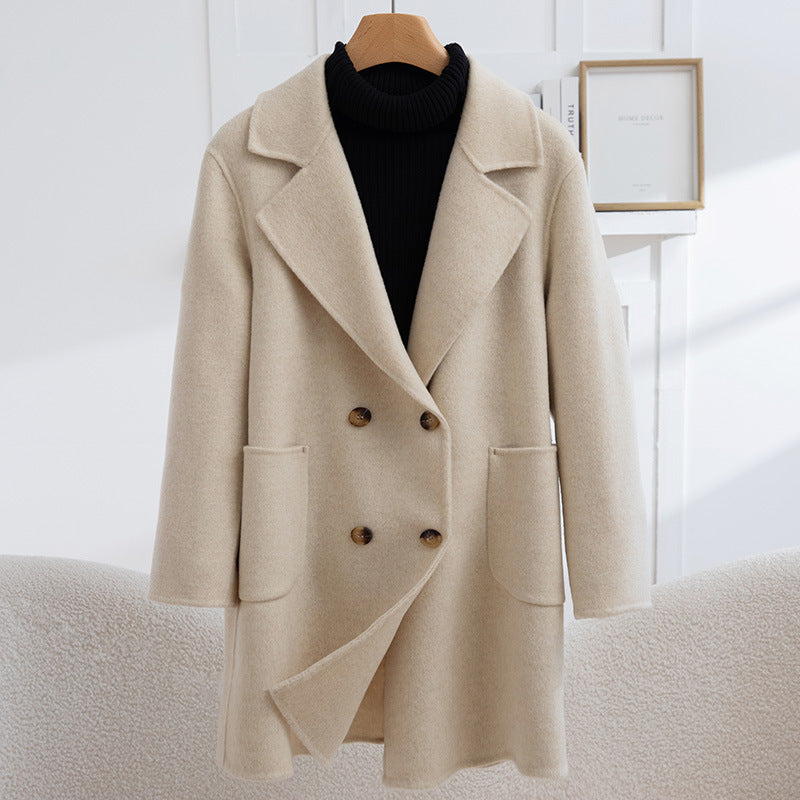 Double Breasted Woollen Coat for Women