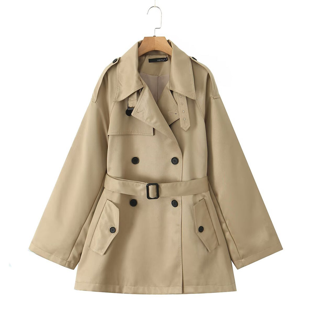 Elegant Double-breasted Mid-length Trench Coat
