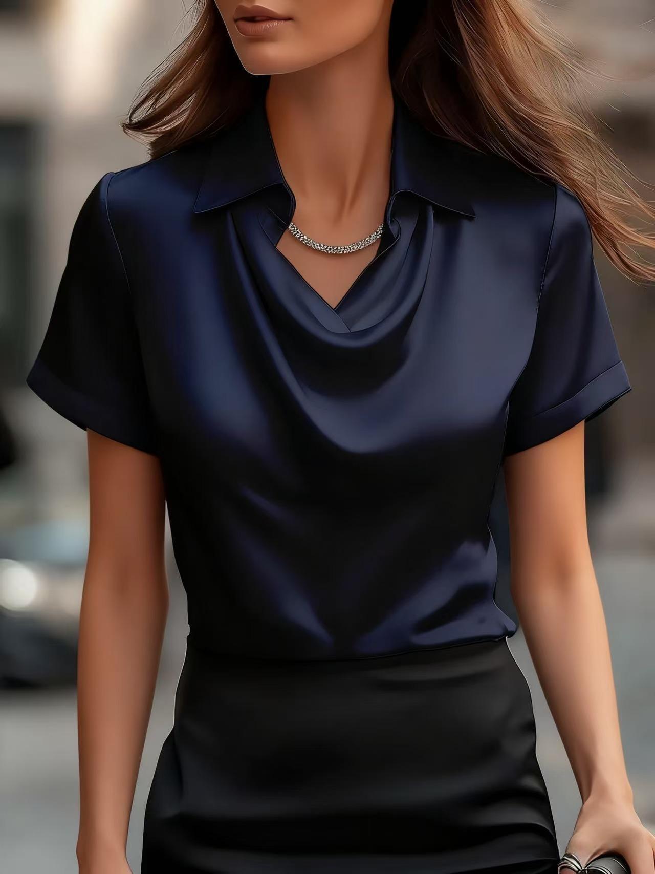 Elegant Minimalist Boat-neckline Blouse For Women
