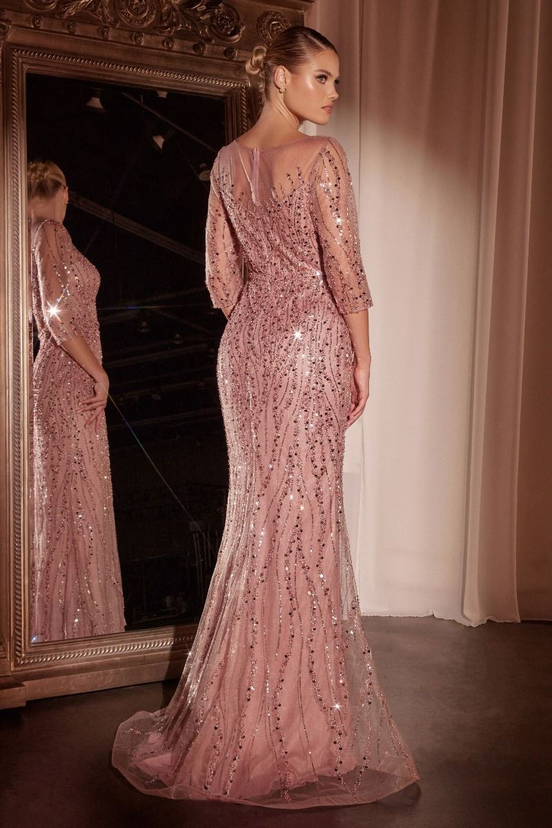 Long Sleeve Sequin Mermaid Gown