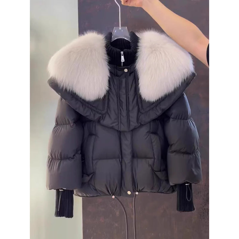 Parka Coat Petite Short Style Large Faux Fur Collar Thickened Cotton Jacket