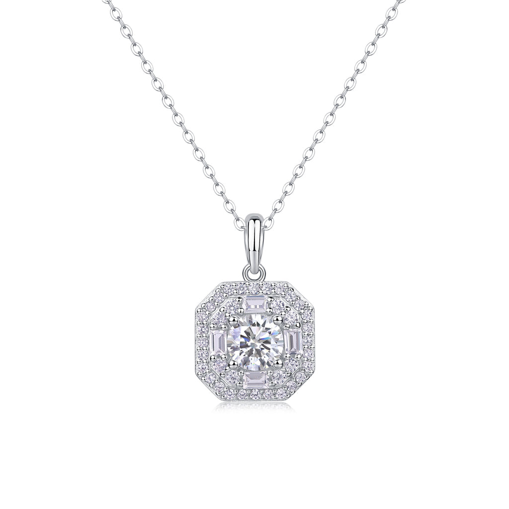 Luxurious Diamond Jewelry Piece Set With 1-carat Moissan Diamond S925 Sterling Silver And Platinum-plated Pendant