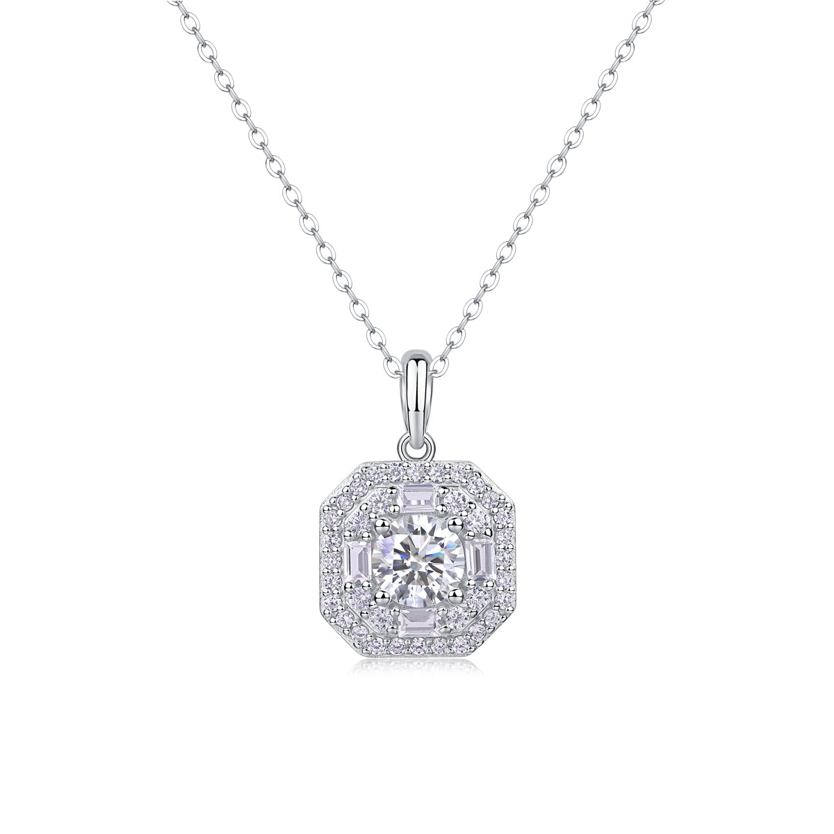 Luxurious Diamond Jewelry Piece Set With 1-carat Moissan Diamond S925 Sterling Silver And Platinum-plated Pendant