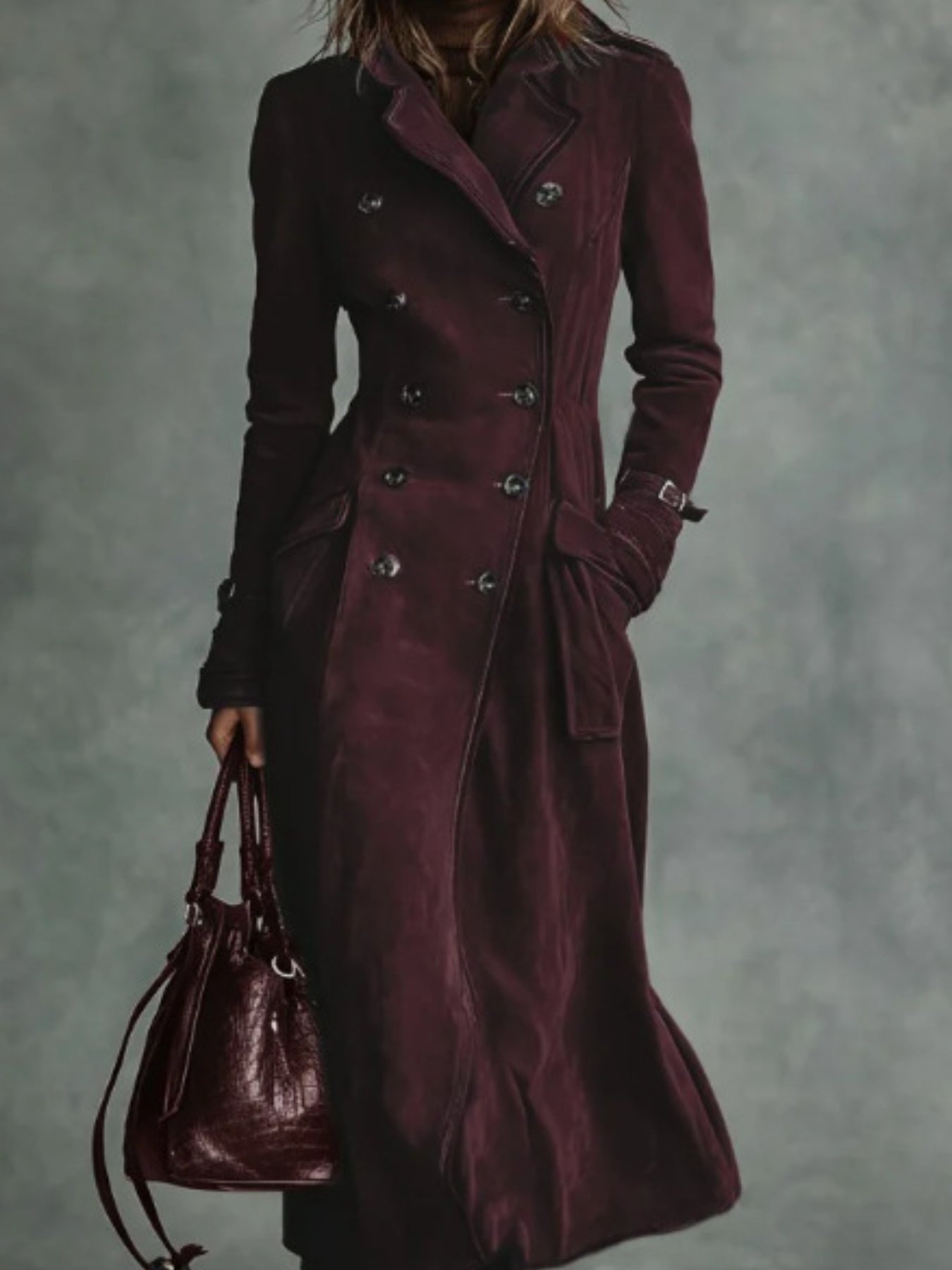 Women's Fall Winter Suede Long Coat