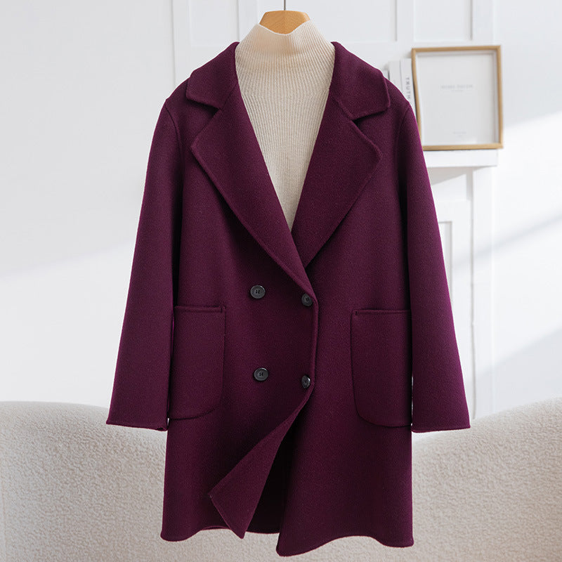 Double Breasted Woollen Coat for Women