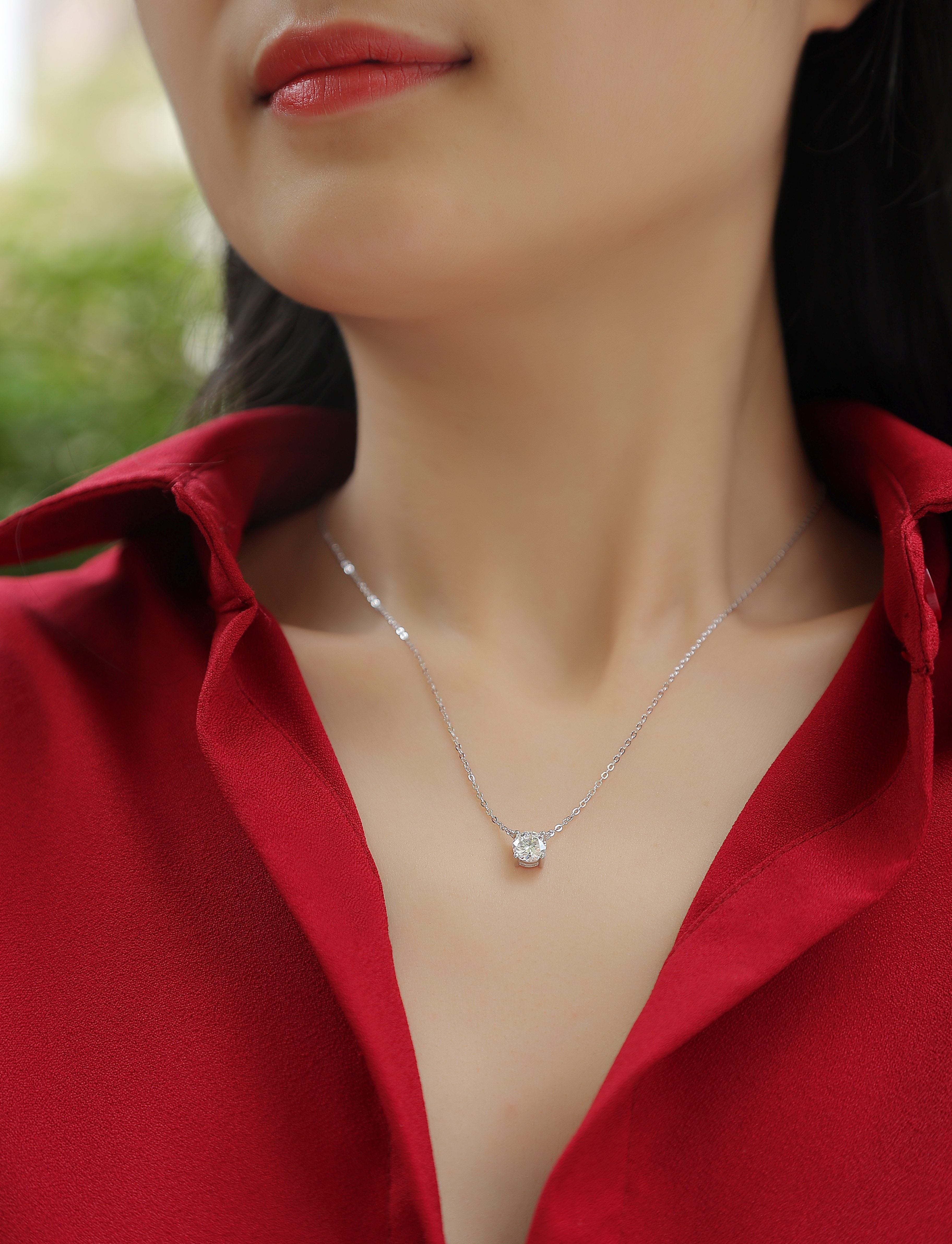 My Heart Will Last Forever - Affordable Diamond Jewelry Necklace Pendant Set With 1-carat And 2-carat Moissan Diamonds, S925 Sterling Silver And Platinum Plating