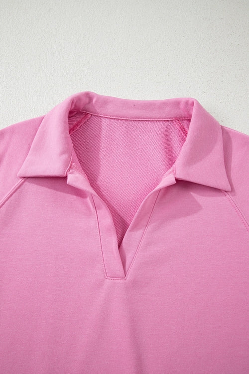 Solid V-Neck Pullover and Drawstring Sweatpants Set