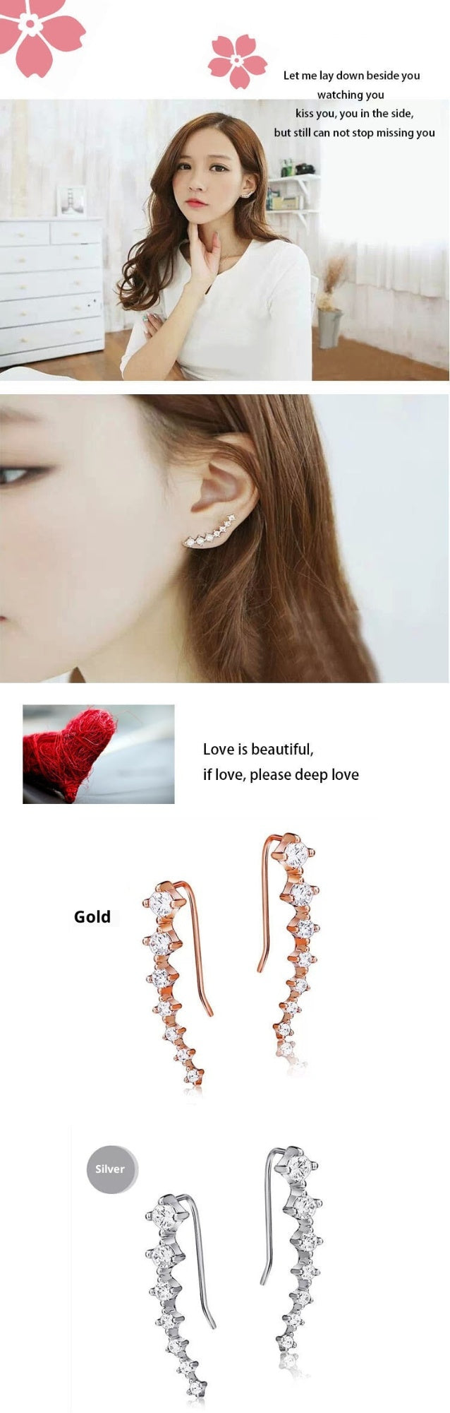 925 Sterling Silver Ear-sticking Ear Hook Studs