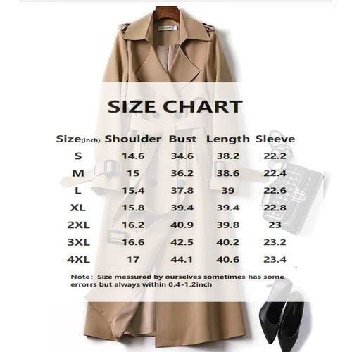 Women's Classic Trench Coat, Solid Color Long Sleeve Belted Mid-Length