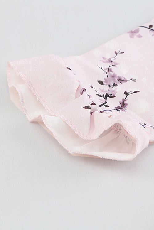 Pink, Floral Print, Wrap, Romantic & Sweet Mini Dress