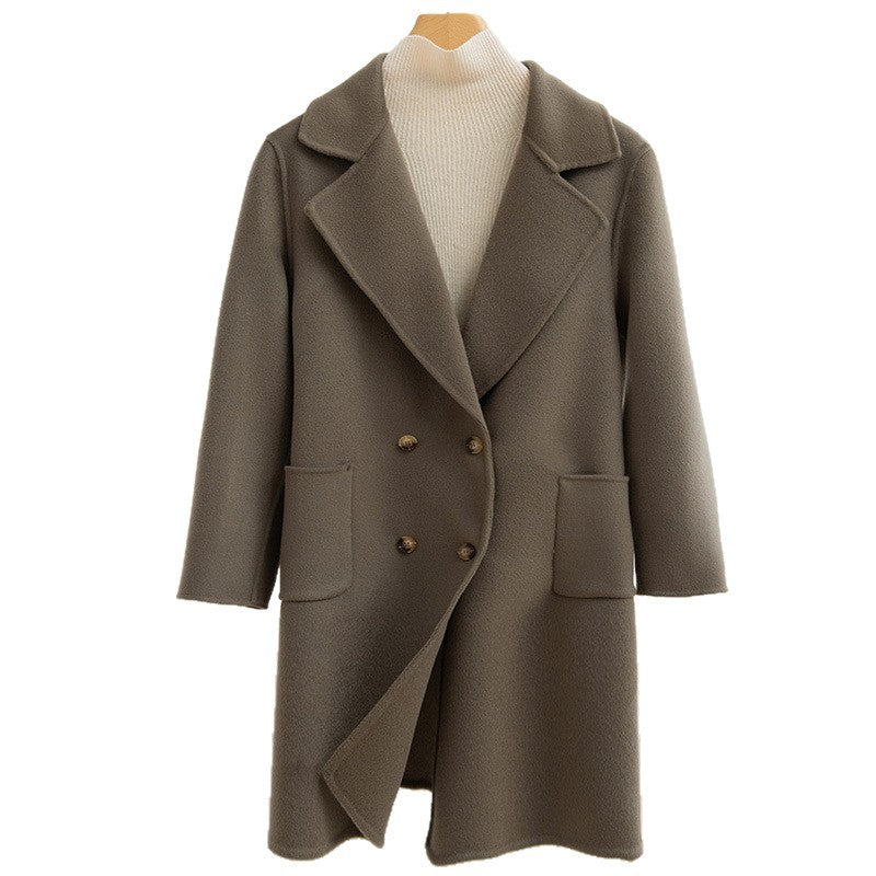 Double Breasted Woollen Coat for Women