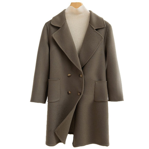Double Breasted Woollen Coat for Women