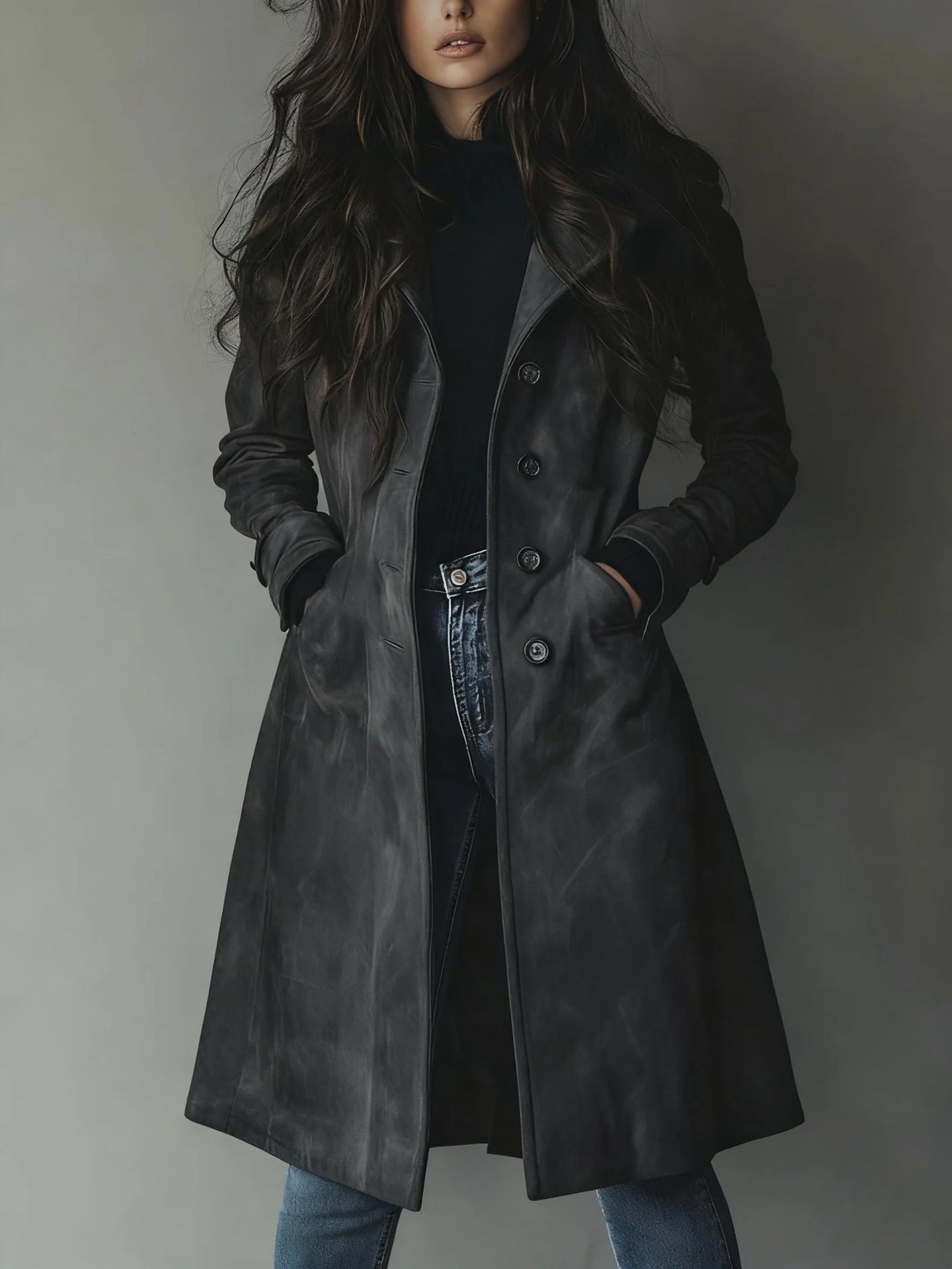 Women`s Western Style Long Trench Coat