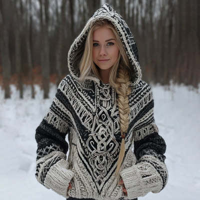 Women's Skin-friendly, Anti-pilling Knitted Cardigan With A Round Neckline, Loose Fit, And Long Length