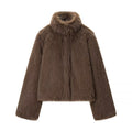 Thickened Warm Faux Fur Coat With A Stand-up Collar