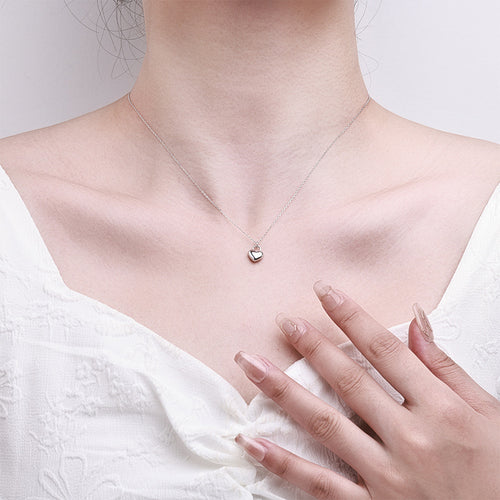 Cute Sterling Silver Heart Pendant Necklace With A Smooth Finish