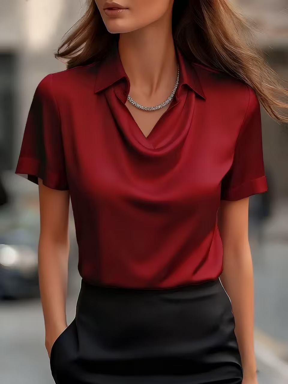 Elegant Minimalist Boat-neckline Blouse For Women